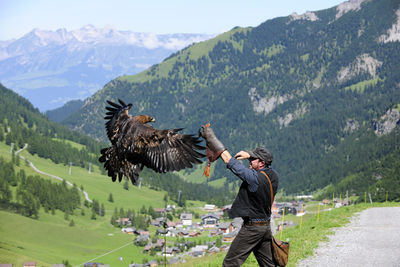 Hiking with an eagle in Liechtenstein