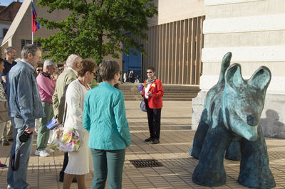 Sculptures in the government district in Vaduz